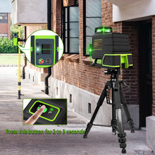 Cargar imagen en el visor de la galería, ZOKOUN ME12T 3D 12 Lines New ABS Plastic and Rubber Shell Green Laser Level 360 with Remote Control and 5200mah Li-ion Battery
