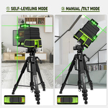 Cargar imagen en el visor de la galería, ZOKOUN ME12T 3D 12 Lines New ABS Plastic and Rubber Shell Green Laser Level 360 with Remote Control and 5200mah Li-ion Battery
