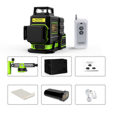 Cargar imagen en el visor de la galería, ZOKOUN ME12T 3D 12 Lines New ABS Plastic and Rubber Shell Green Laser Level 360 with Remote Control and 5200mah Li-ion Battery
